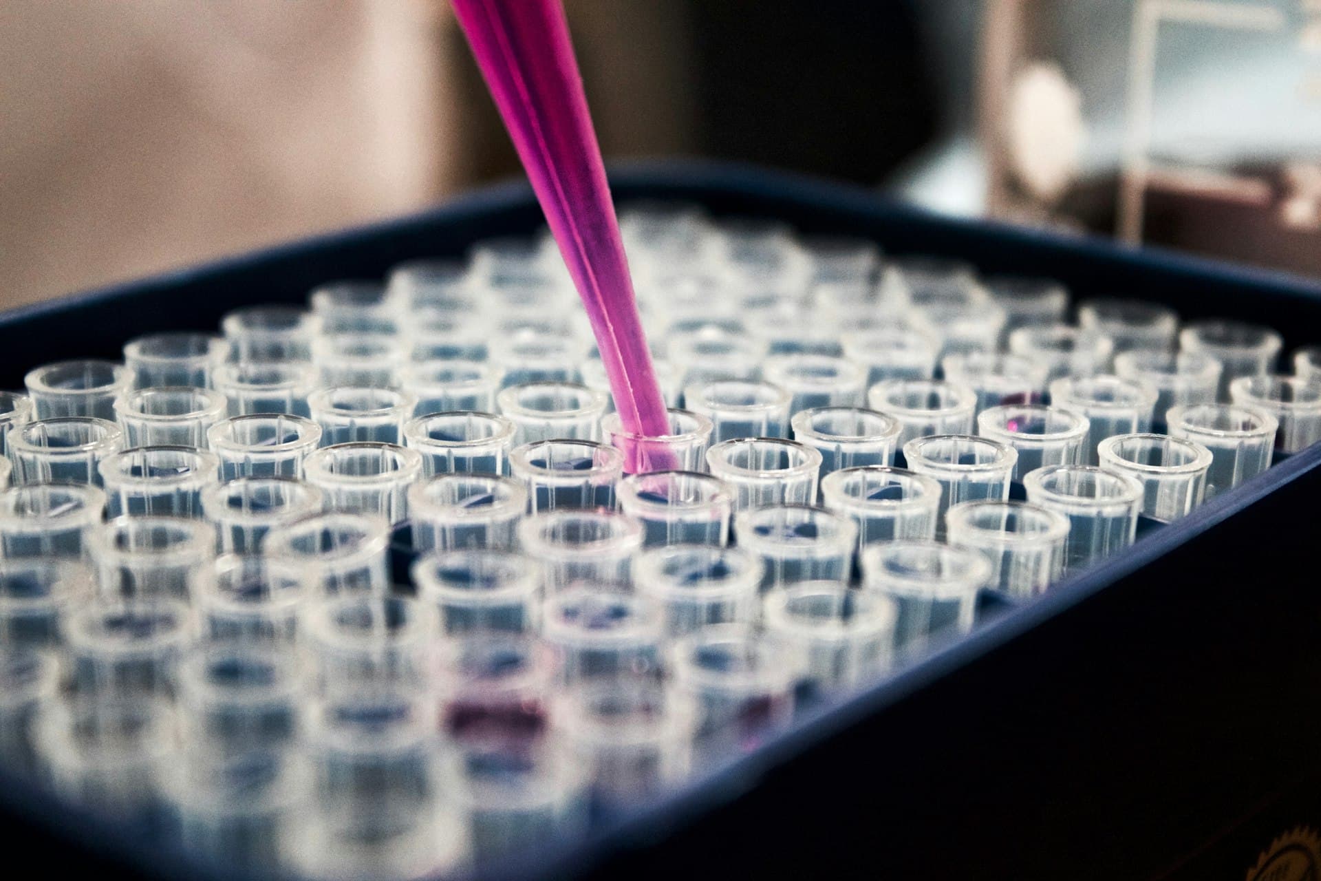 Research vials and pipette in the lab